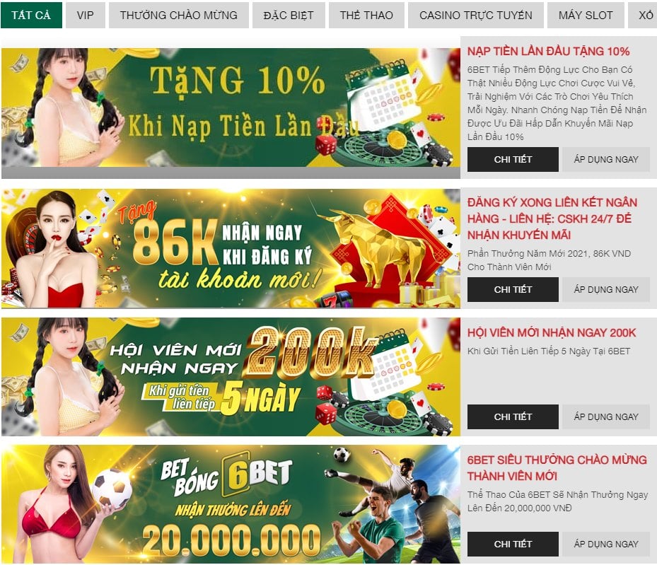 6Bet - Nhà cái số 1 của sự uy tín và chất lượng Thưởng
