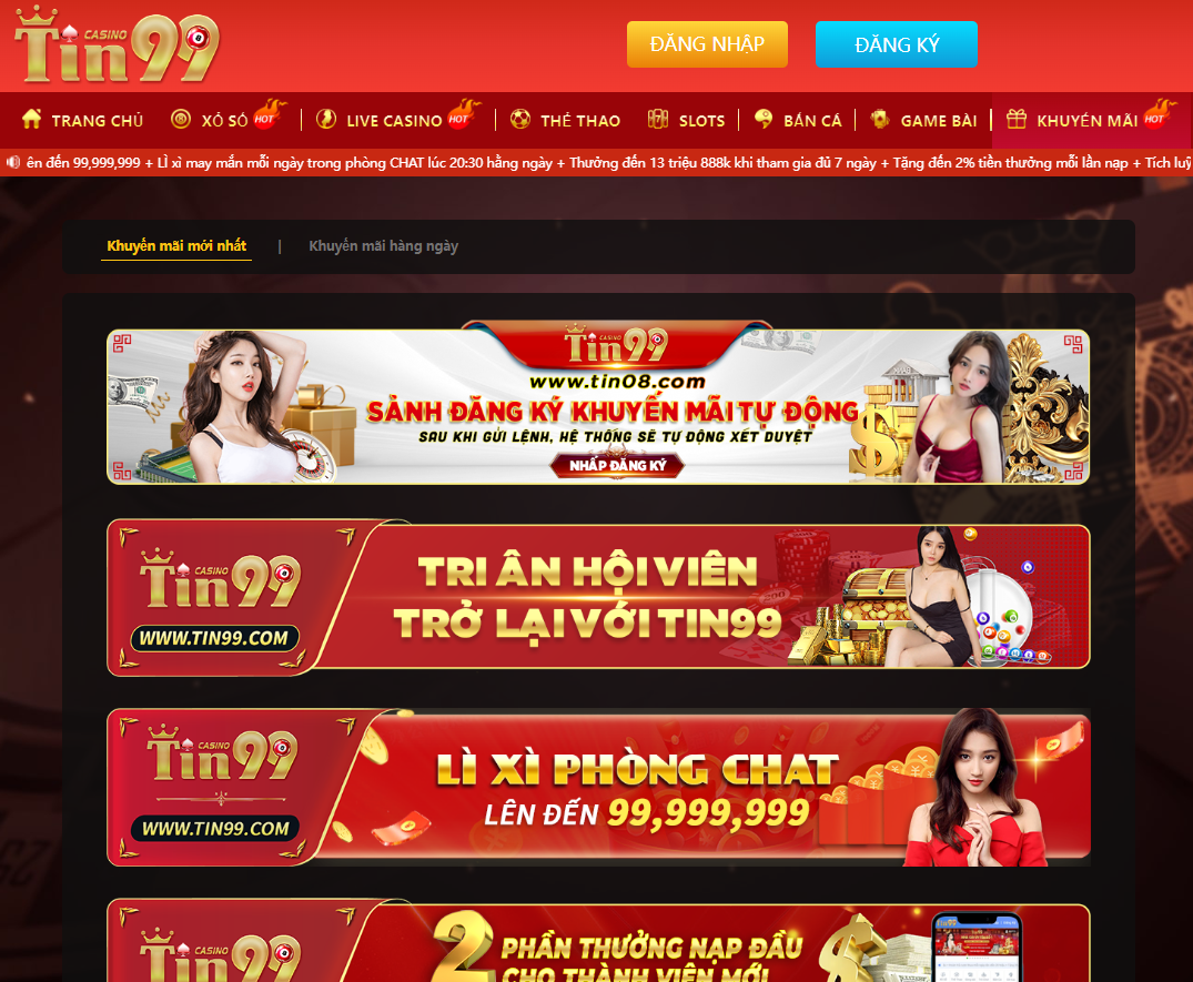 Tin99 - Nhà cái chất lượng đỉnh cao dành cho tân thủ 2022 Thưởng
