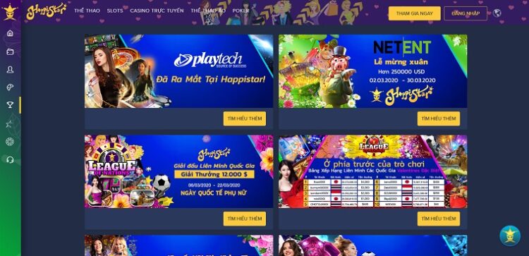 Happistar - Nơi hội tụ của các game cá cược đổi thưởng đỉnh cao Giao diện