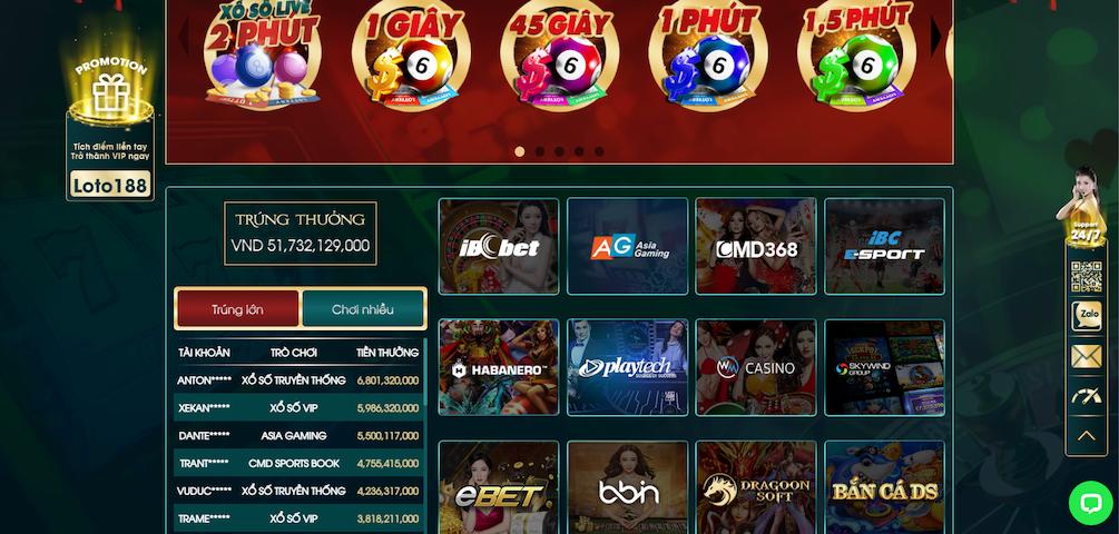 Loto188 - Sân chơi cá độ với lượng người truy cập cao nhất 2023 Kho game
