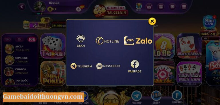 Game đánh bài G68 Vin - Huyền thoại thống trị game đổi thưởng Hỗ trợ