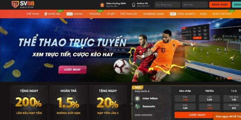 SV88 - Hướng dẫn đặt cược nhanh chóng tại nhà cái 2022 giao diện