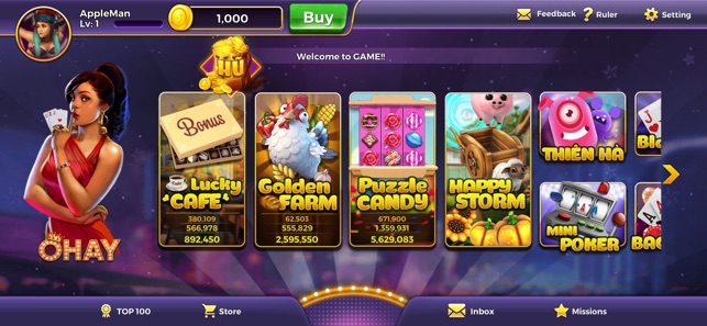 Game đánh bài Ohay: Thiên đường tiền thưởng ngập tràn giao diện