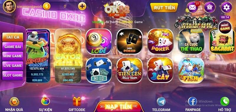 Game đánh bài OK88 - Cổng game bài đổi thưởng thịnh hành giao diện
