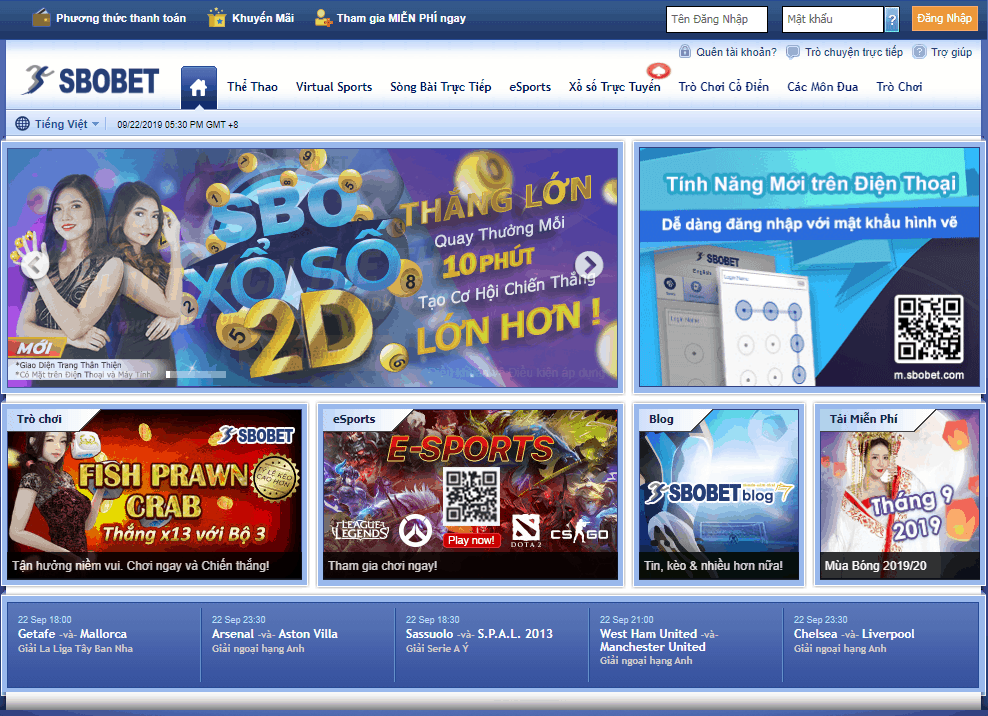 Sbobet - Nhà cái cá cược mang đẳng cấp quốc tế giao diện